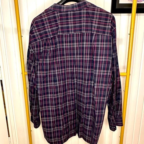 SYNRGY Long Sleeve Button Front Navy Blue and Red Plaid Shirt - Picture 5 of 5
